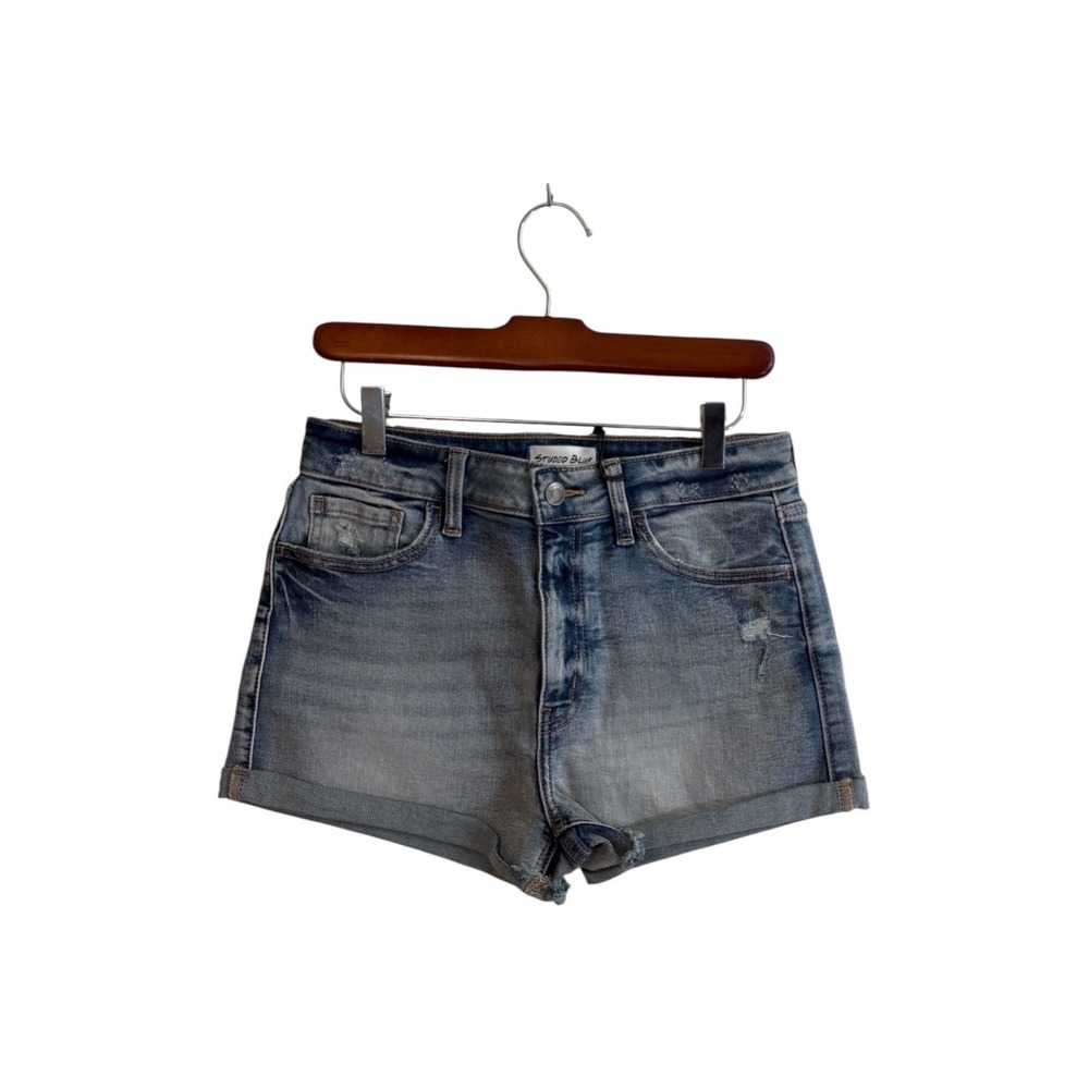 Studio Blue Denim‎ Shorts Womens 28 Blue Distressed Cuffed Hem NEW
